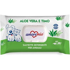 Salviette detergenti per cani e gatti Aloe Vera e Timo 40 pz.
